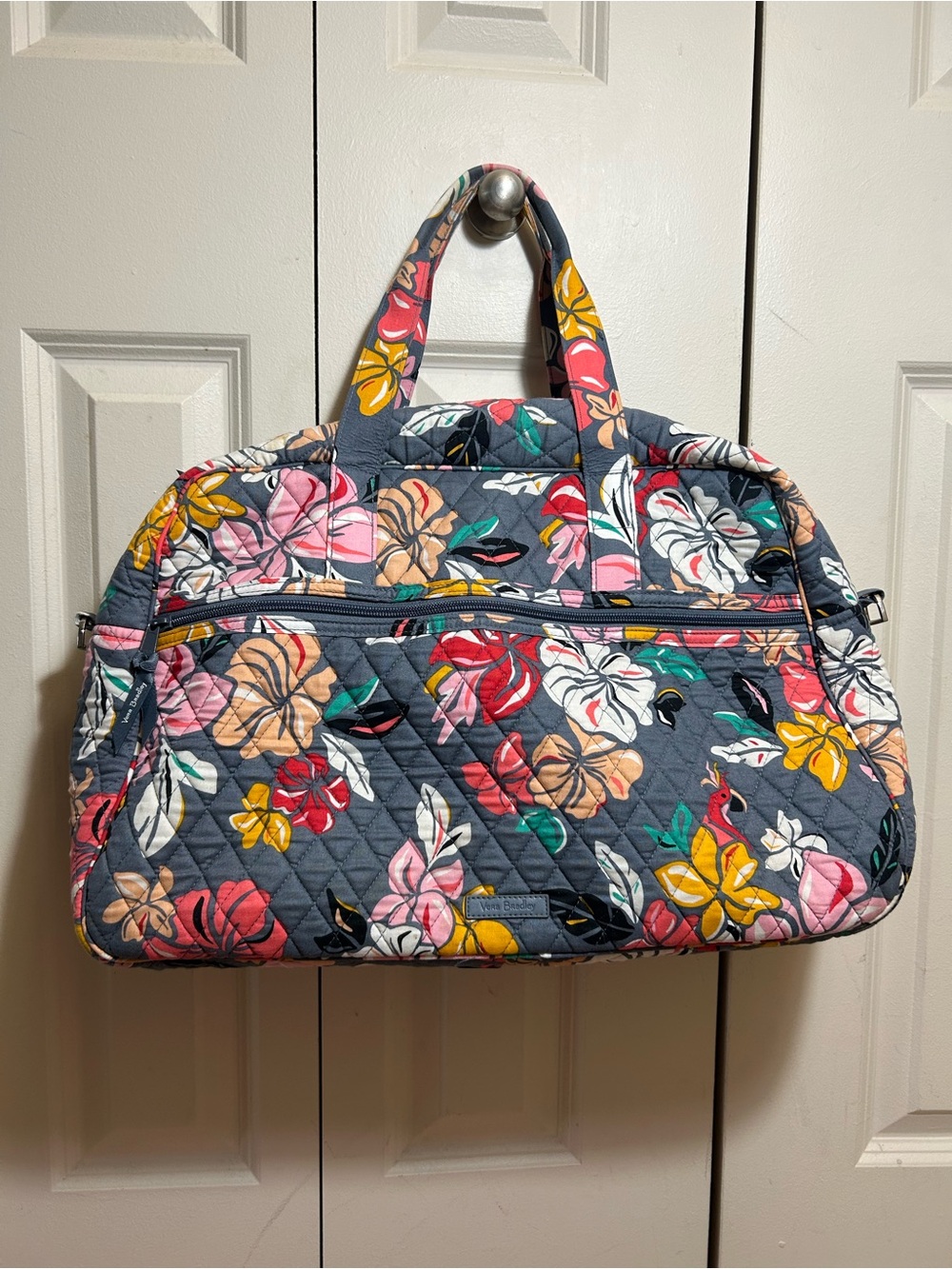 Vera Bradley Quilted Gray Floral weekender Travel Bag